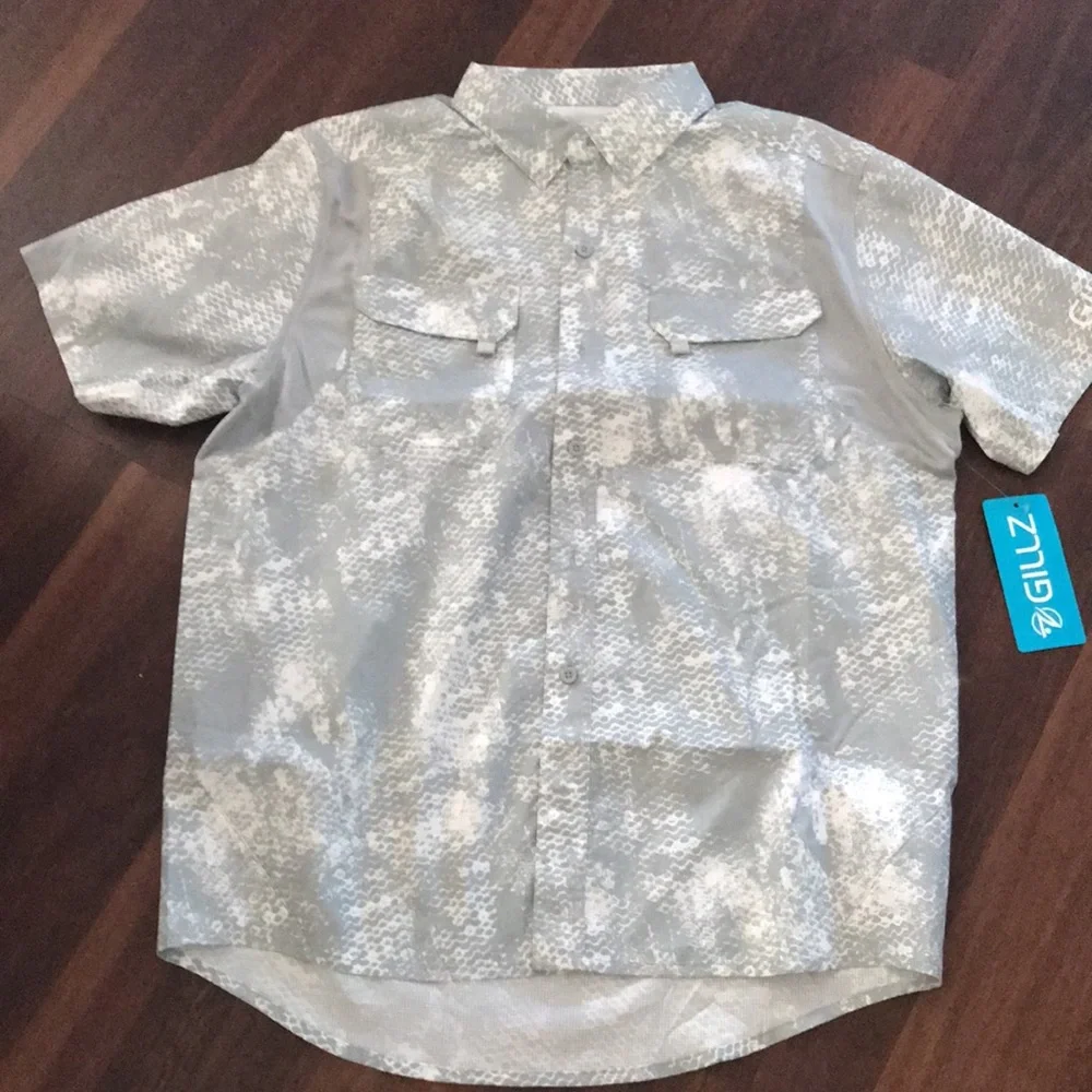 Gillz Men's Flex Mesh Woven Shirt High Rise Grey Grunge NWT - Picture 2 of 8